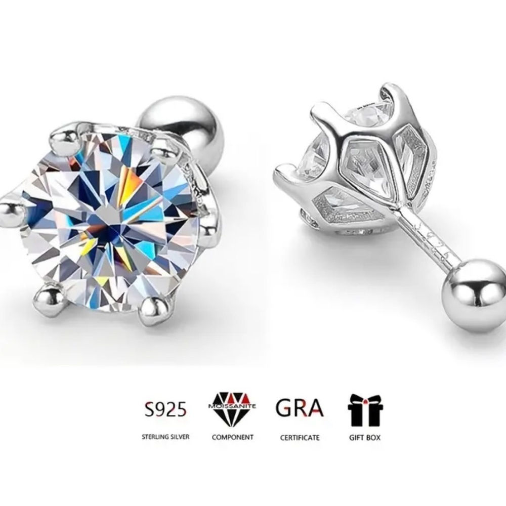 💎1 ct. t.w. GRA Certified Diamond 925 Sterling Silver Stud Earrings,Secure Back